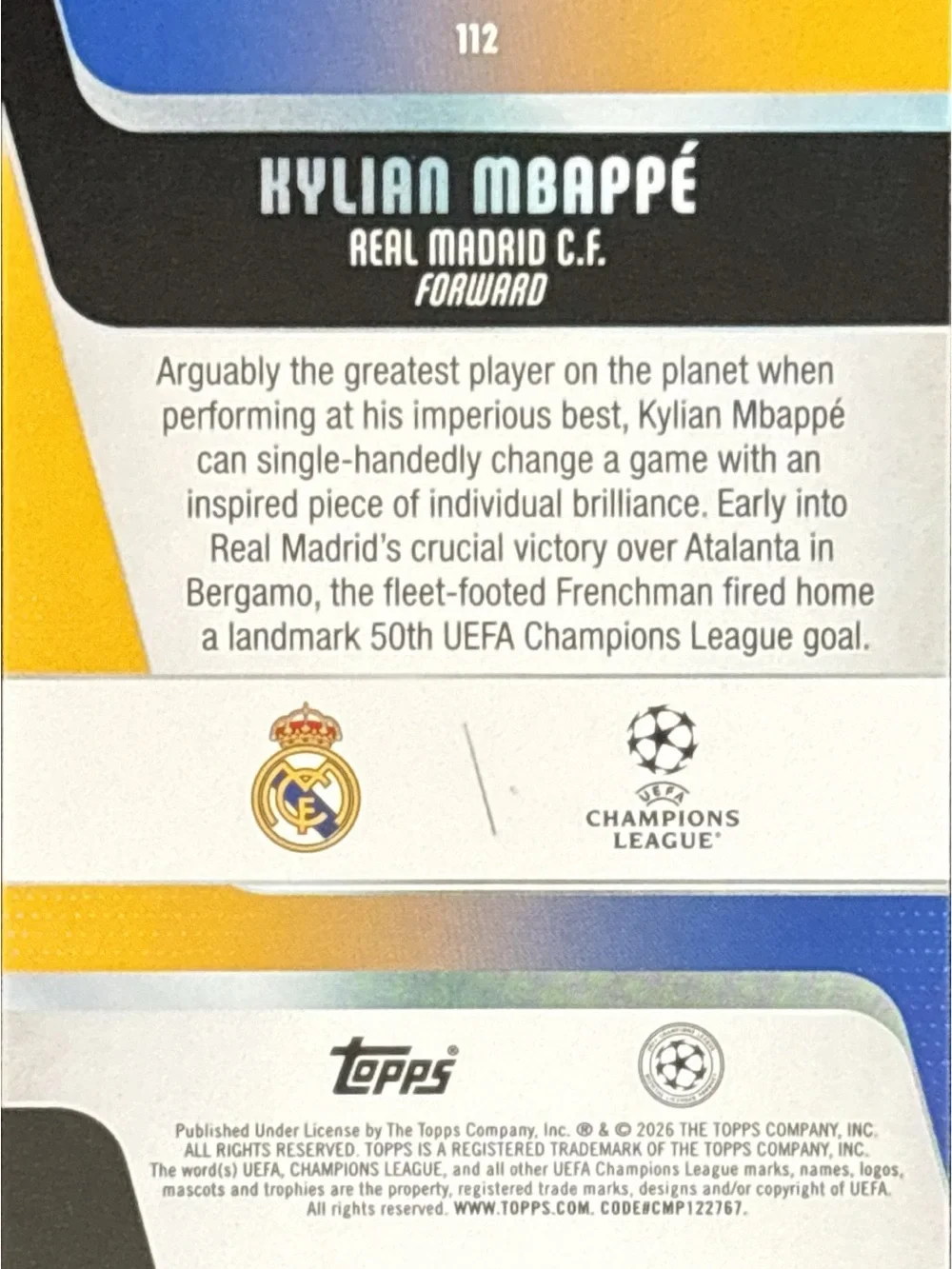 Topps Soccer Trading Card - Kylian Mbappé